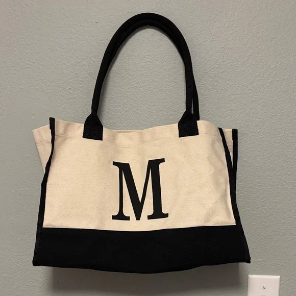 Monogram M bag Black and Cream Tote Bag - Picture 2 of 4